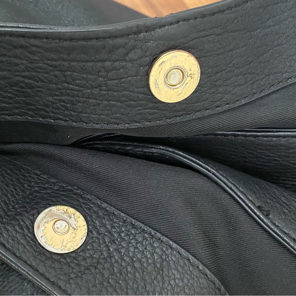 VINCE CAMUTO “IKE” Black Soft Pebbled Leather Tote Double Handle Shoulder Bag - Picture 14 of 15